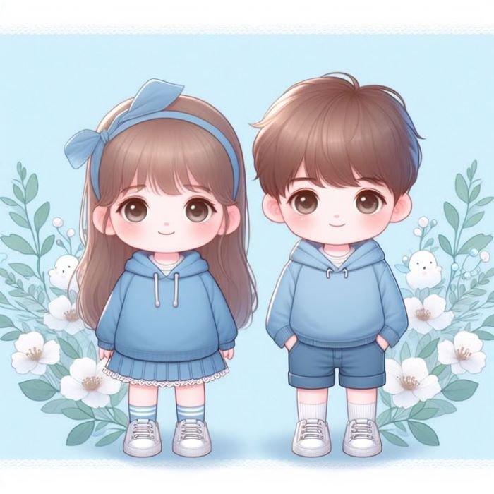 Ảnh cặp đôi chibi mùa đông
