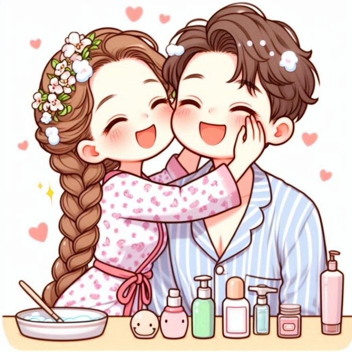 Ảnh chibi couple lãng mạn
