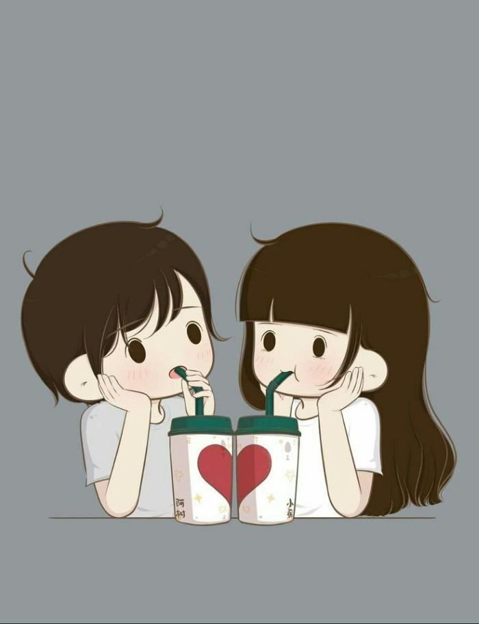 Hình ảnh cặp đôi chibi ngồi bên nhau