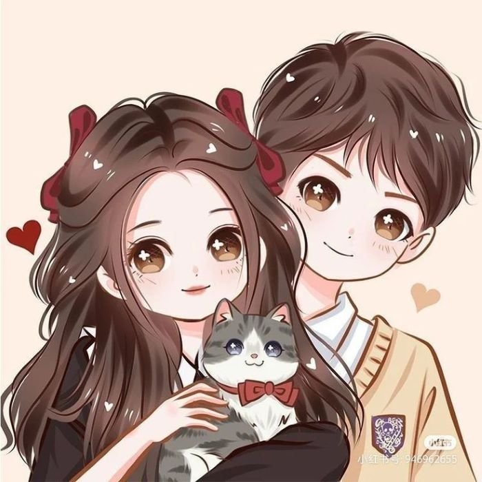 Hình ảnh cặp đôi chibi đơn giản