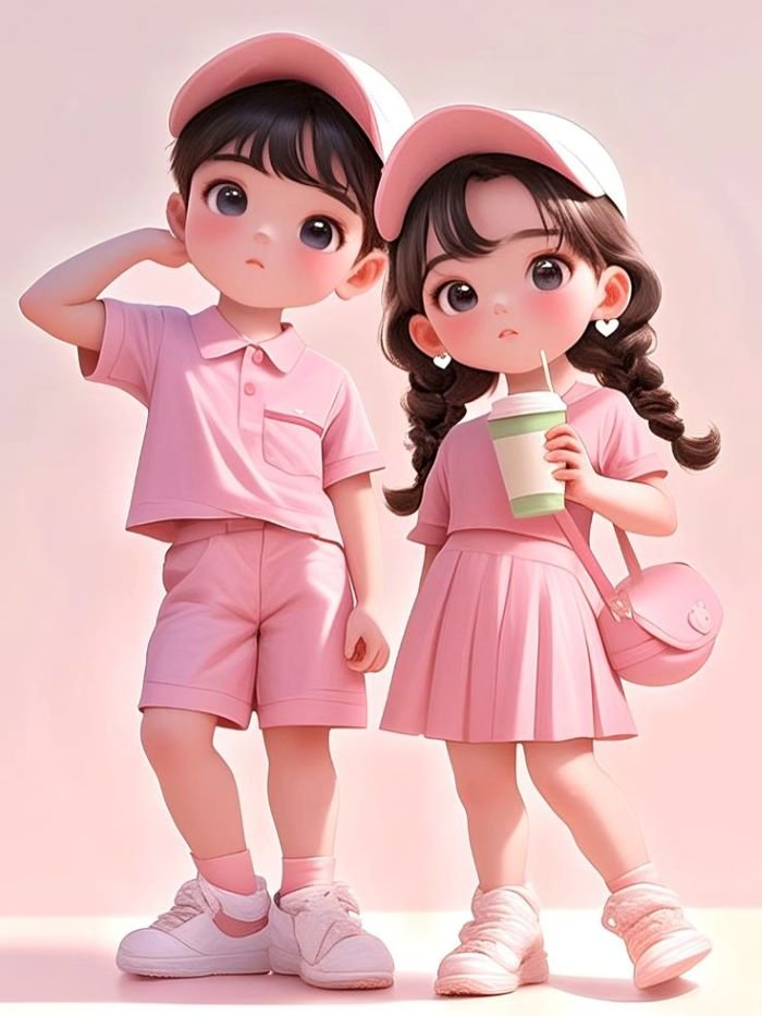 Ảnh cặp đôi chibi mặc đồ đôi
