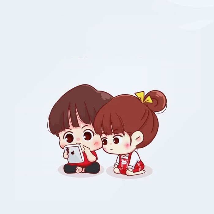 Cặp đôi chibi hạnh phúc bên nhau