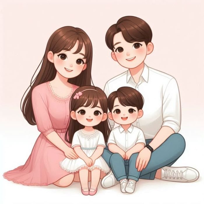 ảnh chibi gia đình 4 người 24