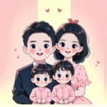 ảnh chibi gia đình 4 người